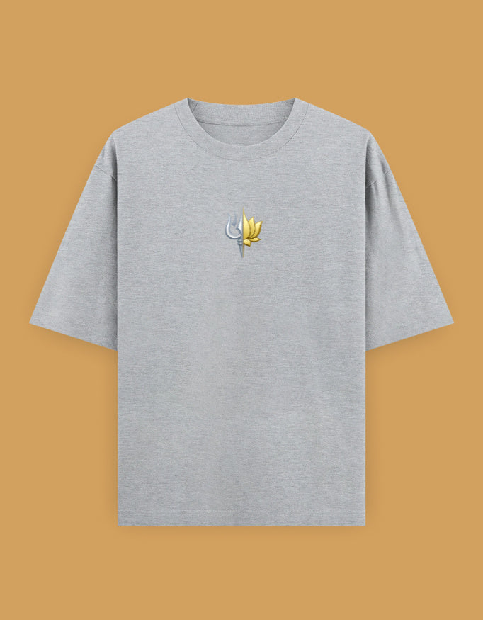 The Ardhanarishvara Oversized T-Shirt - White Front Lifestyle Shot - DesiThreads