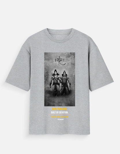 The Divine Bond regular tee black – Ram Hanuman grayscale graphic tee India