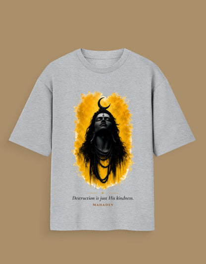 Destruction Is Just His Kindness oversized t-shirt – premium 180 GSM cotton Mahadev mythology DesiThreads India