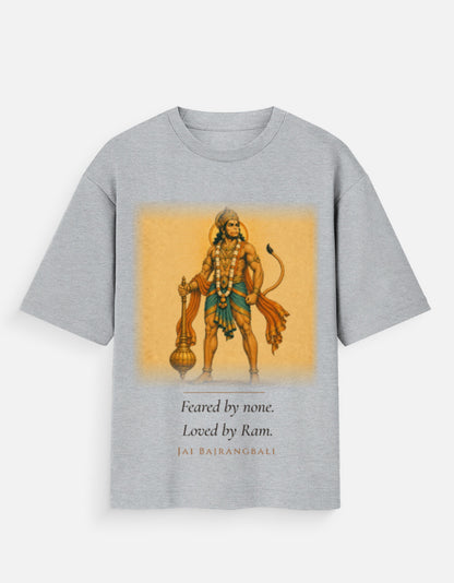 Feared By None oversized t-shirt – premium 180 GSM cotton Hanuman mythology DesiThreads