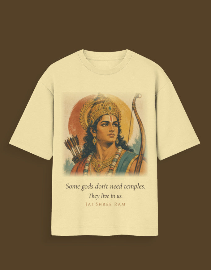 Some Gods Don't Need Temples oversized tee front – Hanuman spiritual streetwear DesiThreads