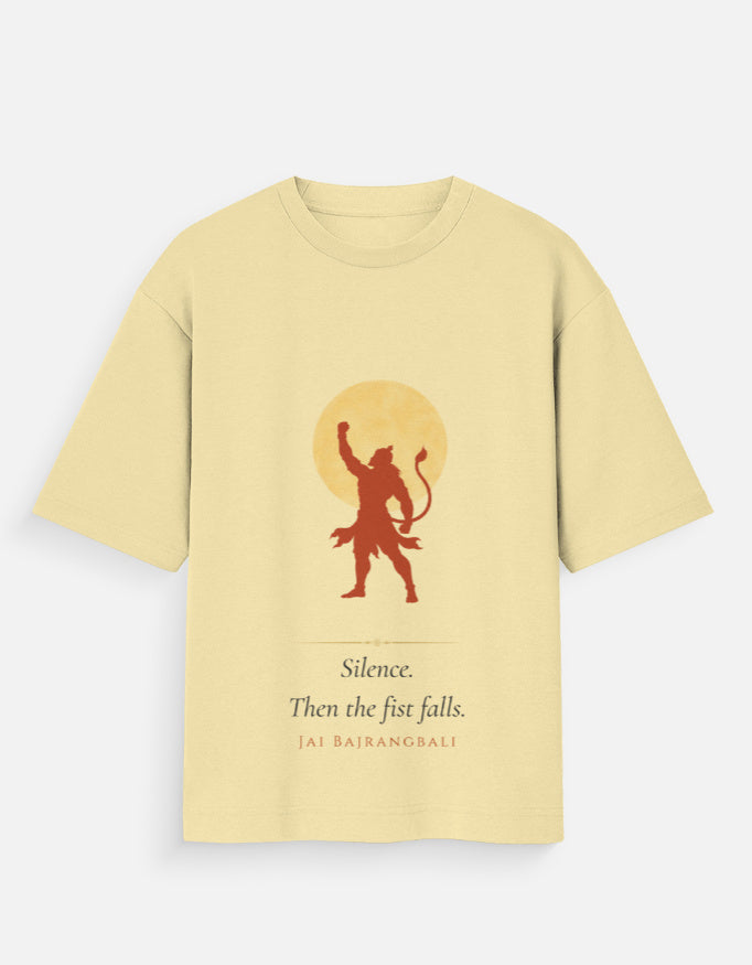 Silence Then The Fist Falls oversized tee back view – Hanuman DesiThreads