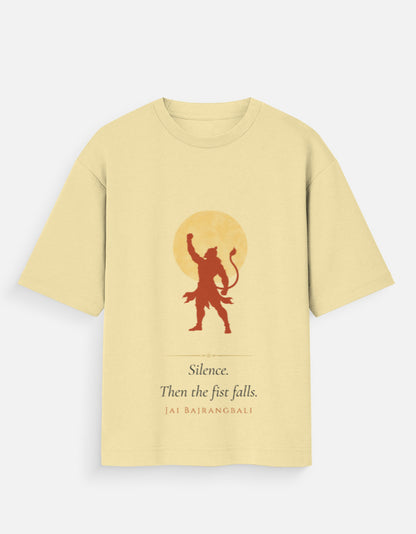 Silence Then The Fist Falls oversized tee back view – Hanuman DesiThreads