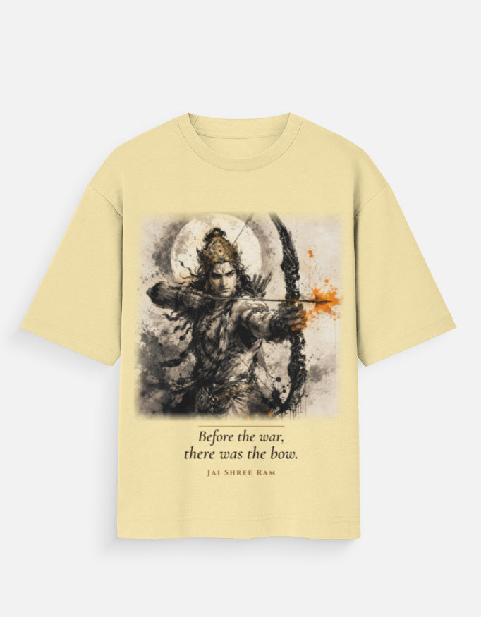 Before The War oversized tee front – Kurukshetra mythology Indian streetwear DesiThreads