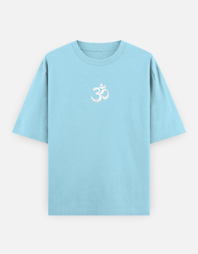 The Adiyogi Oversized T-Shirt - Navy Front Lifestyle Shot - DesiThreads