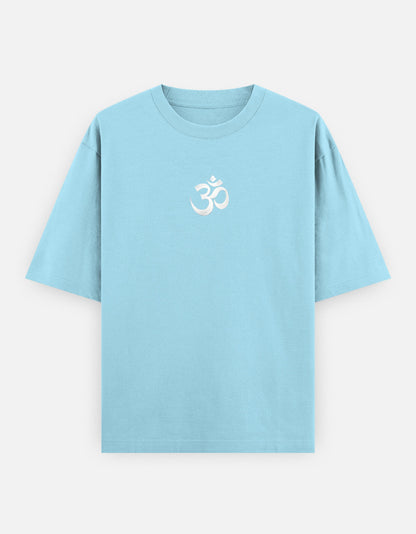 The Adiyogi Oversized T-Shirt - Navy Front Lifestyle Shot - DesiThreads