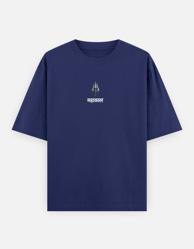 The Rudra Oversized T-Shirt - Black Oversized Fit Front - DesiThreads