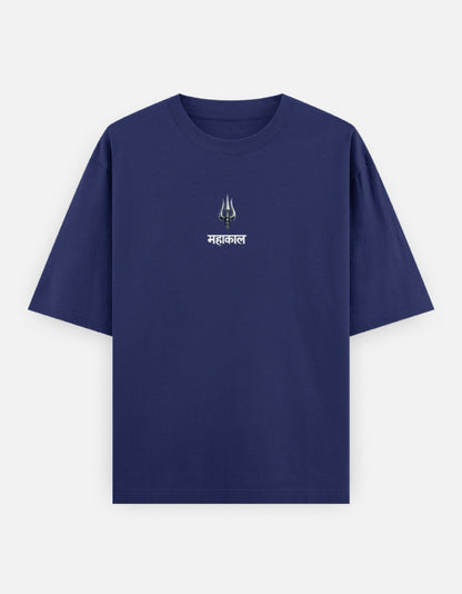 The Rudra Oversized T-Shirt - Black Oversized Fit Front - DesiThreads